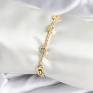 Pirinç Gold Renk Halley Yıldız Model Kadın Bileklik