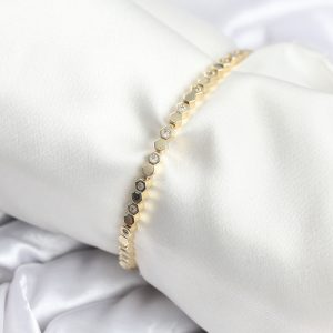 Pirinç Gold Renk İnce Petek Model Kadın Bileklik