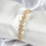 Pirinç Gold Renk Kalp Model Kadın Bileklik