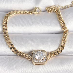 Pirinç Gold Renk Kare Zirkon Taşlı Xuping Exclusive VIP Seri Kadın Bileklik