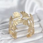 Pirinç Gold Renk Levha Yelpaze Model Kadın Bileklik