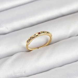 Pirinç Gold Renk Renkli Zirkon Taşlı Kadın Yüzük