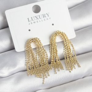 Pirinç Gold Renk Sallantılı Kadın Küpe