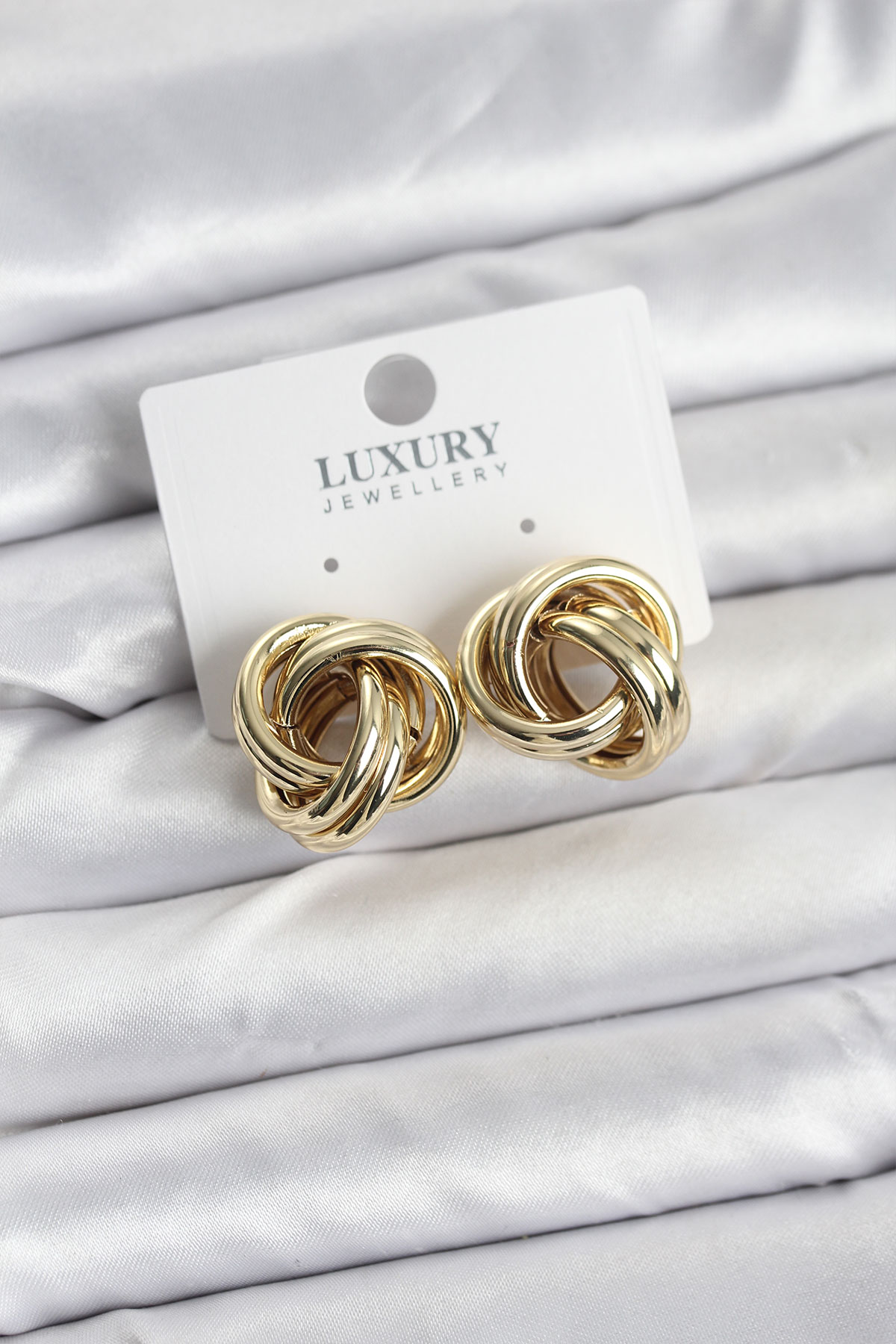 Pirinç Gold Renk Vintage Sarmal Model Kadın Küpe