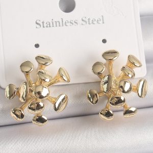 Pirinç Gold Renk Virüs Figür Model Kadın Küpe