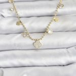 Pirinç Gold Renk Yonca Model Kadın Kolye