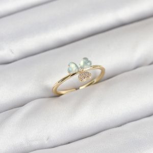 Pirinç Gold Renk Yonca Model Kadın Yüzük