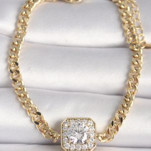 Pirinç Gold Renk Zincir Kare Zirkon Taş Model Xuping VIP Seri Kadın Bileklik