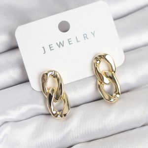 Pirinç Gold Renk Zincir Model Kadın Küpe