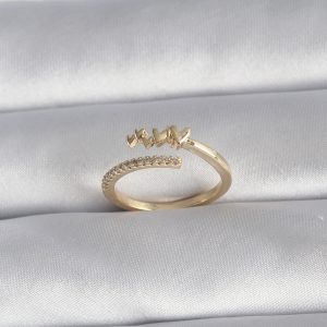 Pirinç Gold Renk Zirkon Taş Detay Kalp Model Kadın Yüzük