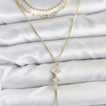 Pirinç Gold Renk Zirkon Taş Detaylı 3'lü Kombin Y Kadın Kolye