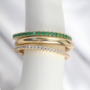 Pirinç Gold Renk Zirkon Taşlı 4'Lü Kadın Yüzük