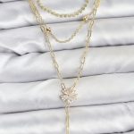 Pirinç Gold Renk Zirkon Taşlı Çiçek Model Detaylı 3'lü Kombin Y Kadın Kolye