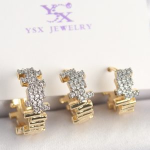 Pirinç Gold Renk Zirkon Taşlı Dorika Model 3'Lü Kadın Kombin Küpe