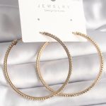 Pirinç Gold Renk Zirkon Taşlı Halka Model Kadın Küpe