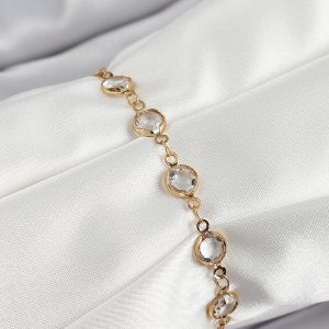 Pirinç Gold Renk Zirkon Taşlı Kadın Bileklik