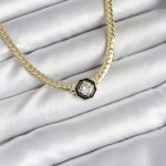 Pirinç Gold Renk Zirkon Taşlı Kadın Kolye