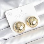 Pirinç Gold Renk Zirkon Taşlı Kadın Küpe