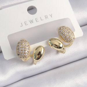 Pirinç Gold Renk Zirkon Taşlı Kadın Küpe