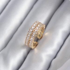 Pirinç Gold Renk Zirkon Taşlı Kadın Yüzük