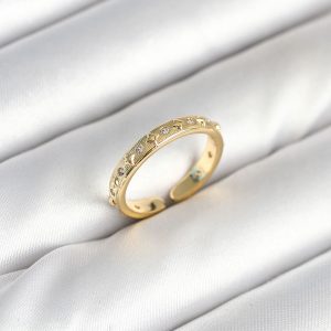 Pirinç Gold Renk Zirkon Taşlı Kadın Yüzük