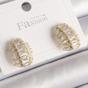 Pirinç Gold Renk Zirkon Taşlı Kaplumbağa Kabuğu Model Kadın Küpe