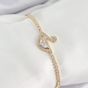 Pirinç Gold Renk Zirkon Taşlı Kuğu Model Kadın Bileklik