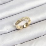 Pirinç Gold Renk Zirkon Taşlı Sırım Kadın Yüzük