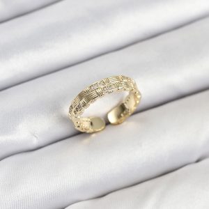Pirinç Gold Renk Zirkon Taşlı Sırım Kadın Yüzük