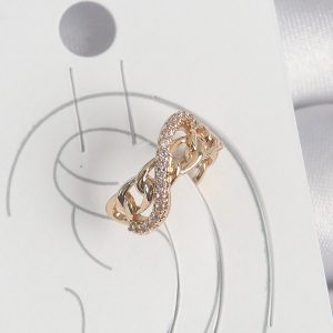 Pirinç Gold Renk Zirkon Taşlı Sonsuzluk Zincir Model Kadın Kıkırdak Küpe