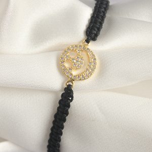 Pirinç Gold Renk Zirkon Taşlı Taç Figür Asansörlü Makrome Model Kadın Bileklik