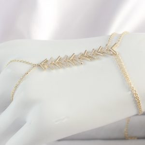 Pirinç Gold Renk Zirkon Taşlı V Model Kadın Şahmeran