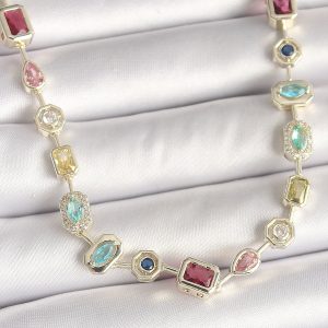 Pirinç Gold Renk Zirkon Taşlı VIP Seri Kadın Kolye