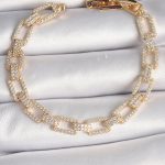 Pirinç Gold Renk Zirkon Taşlı Zincir Model VIP Seri Kadın Bileklik