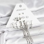 Pirinç Gümüş Renk 6 Çift Kadın Küpe