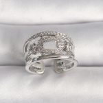 Pirinç Gümüş Renk Ayarlanabilir Zirkon Taşlı Gemici Düğüm Model Kadın Yüzük