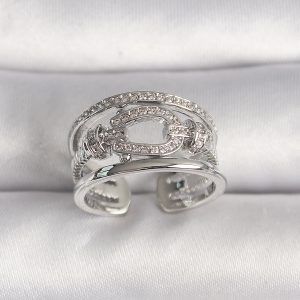 Pirinç Gümüş Renk Ayarlanabilir Zirkon Taşlı Gemici Düğüm Model Kadın Yüzük