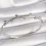 Pirinç Gümüş Renk Damla Zirkon Taşlı Kadın Kelepçe