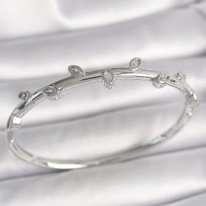 Pirinç Gümüş Renk Damla Zirkon Taşlı Kadın Kelepçe