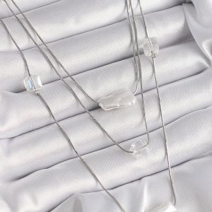 Pirinç Gümüş Renk Ezme İnci Model Çoklu Kadın Kolye