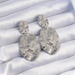 Pirinç Gümüş Renk Ezme Plaka Küpe