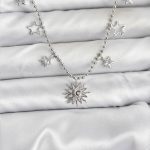 Pirinç Gümüş Renk Güneş Model Kadın Kolye