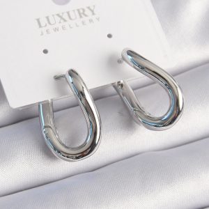 Pirinç Gümüş Renk Halka Model Kadın Küpe