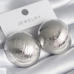 Pirinç Gümüş Renk İşleme Detay Daire Model Kadın Küpe