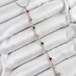 Pirinç Gümüş Renk Karışık Renk Zirkon Taşlı Kalpli Y Kadın Kolye