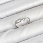 Pirinç Gümüş Renk Kelebek Zirkon Taşlı Kadın Yüzük