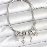 Pirinç Gümüş Renk Kutup Yıldızı Charmlı Kadın Bileklik