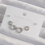 Pirinç Gümüş Renk Mineli Zirkon Taşlı Ay Yıldız Model Küpe Seti