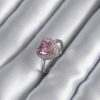 Pirinç Gümüş Renk Pembe Zirkon Taş Kalp Charm Model Kadın Yüzük