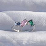 Pirinç Gümüş Renk Renkli Zirkon Taşlı Ayarlanabilir Yüzük